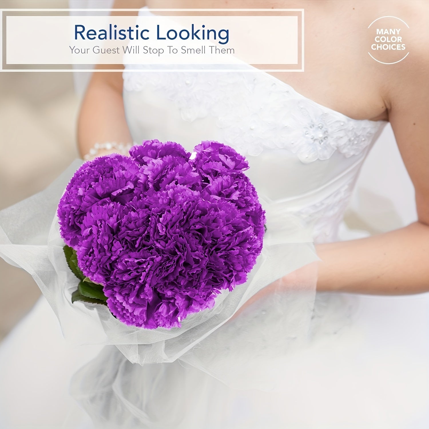 50 Pieces Silk Carnation Flowers for Wedding Decorations DIY Craft