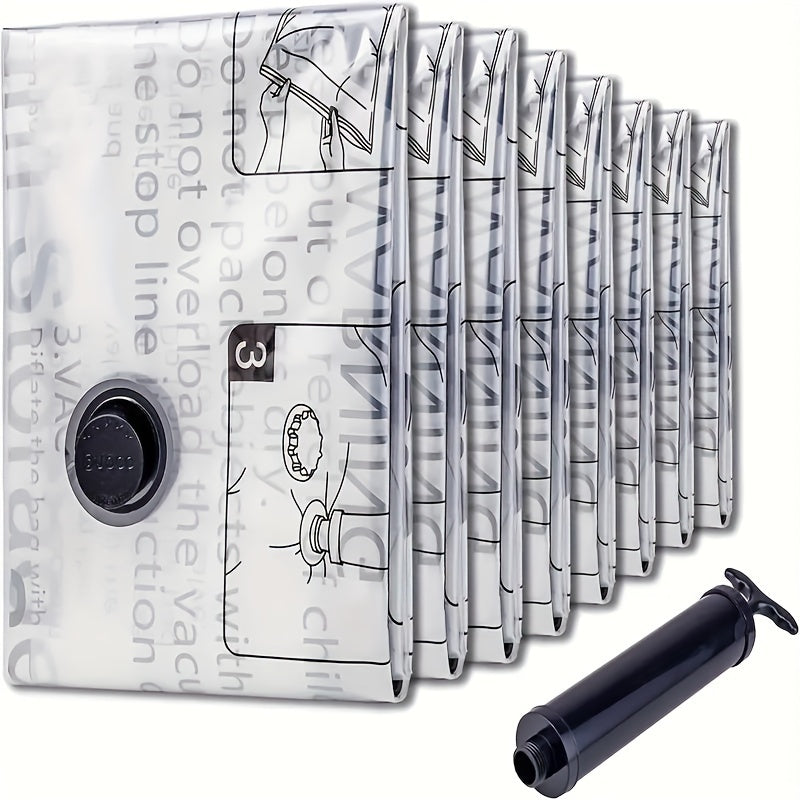 4/8 Piece Storage and Organization Bag Set with Manual Pump for Closet Space Saving