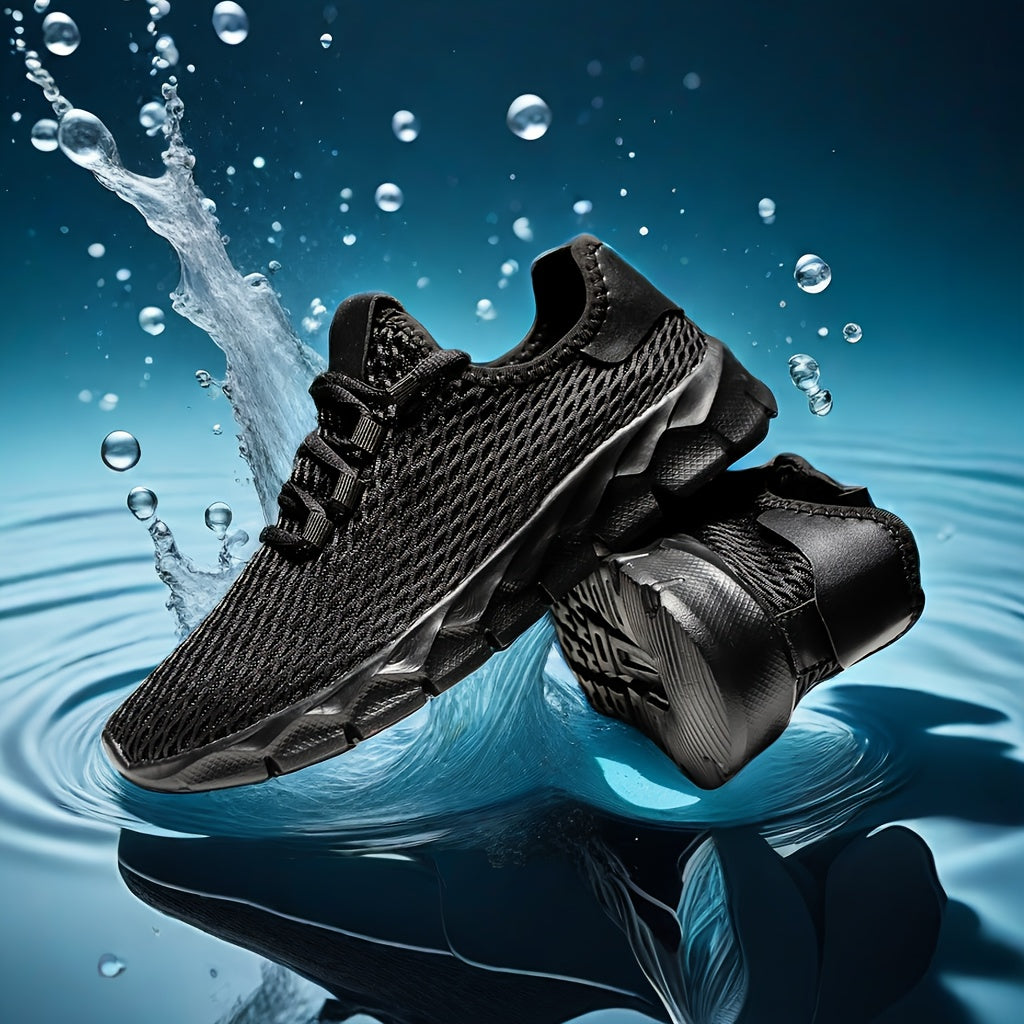 Zapatillas deportivas para hombre de talla grande, transpirables, de color sólido, antideslizantes, con cordones, duraderas y para exteriores