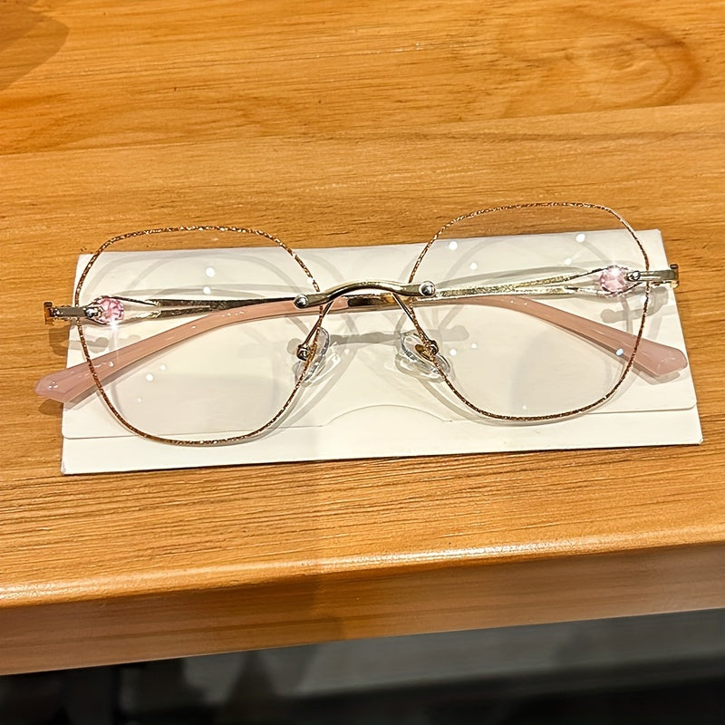 Women's Rimless Reading Glasses Blue Light Blocking Gradient Lenses Octagon Shape