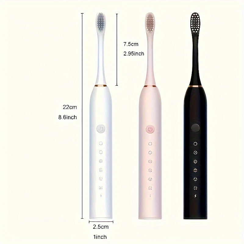 Electric Toothbrush Set with 4 Brush Heads Soft for Sensitive Teeth 6 Modes Rechargeable USB
