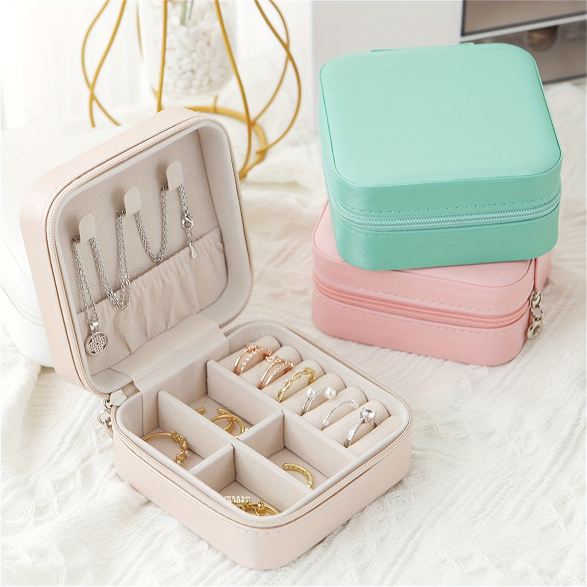 Jewelry Storage Box for Earrings Rings and Necklaces Compact Organizer