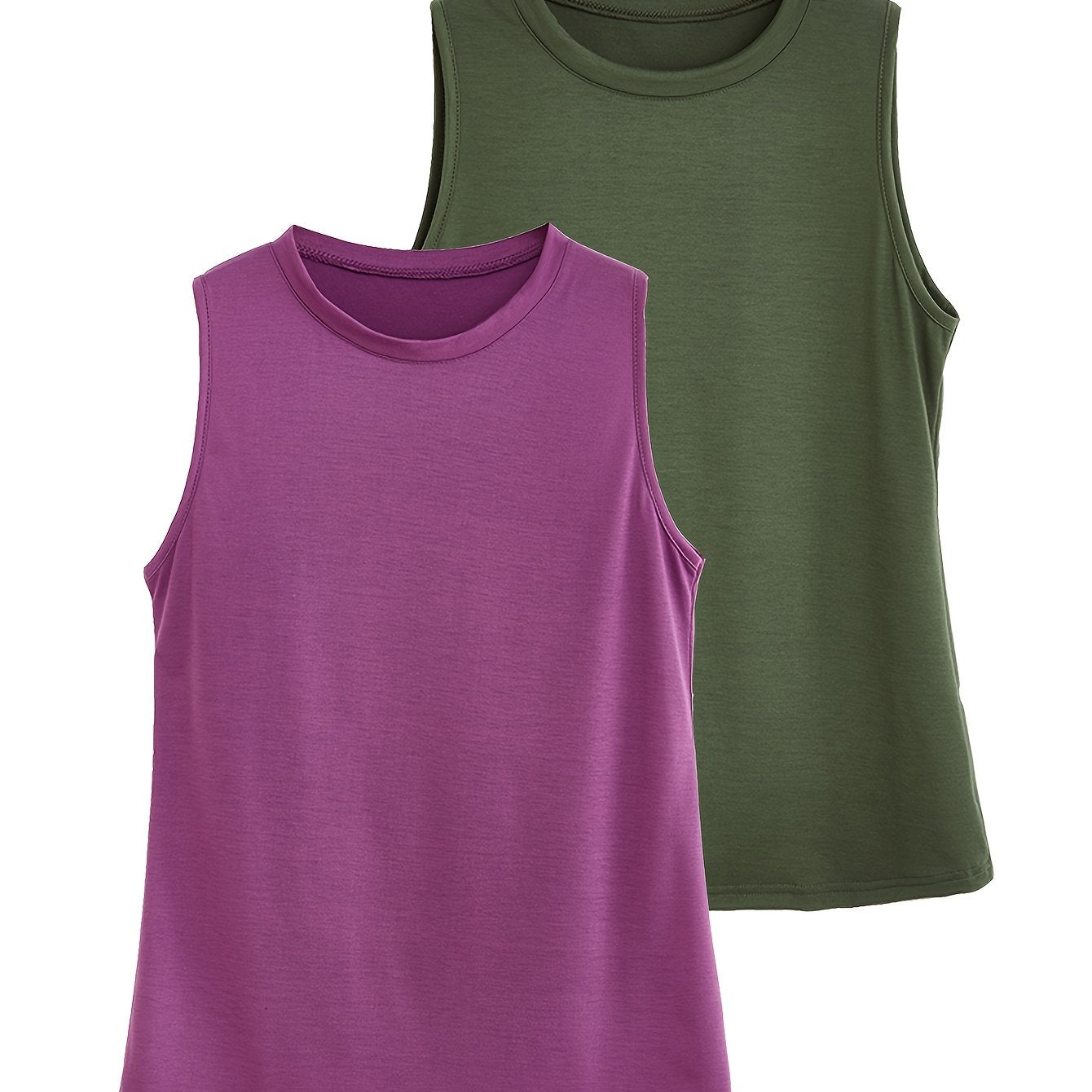 Plus Size Women's Casual Sleeveless Vest Set 2pcs Black Pink