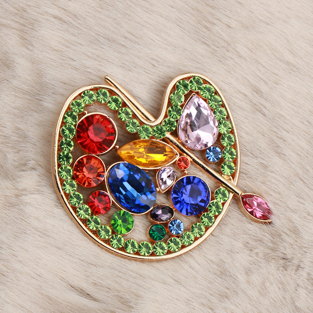 Vintage Enamel Rhinestone Brooch for Women Party Banquet Jewelry