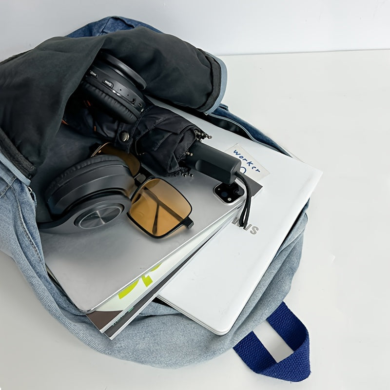 Yulduzli yamoq bilan Punk Goth Denim Ruksak, Zip yopilishi, Bir nechta bo'limlar, Talabalar va Har kuni foydalanish uchun katta sig'im