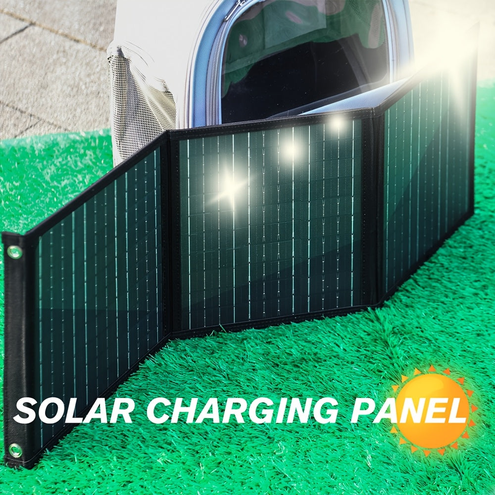 Foldable Solar Power Bank 60W USB and 18V DC Outputs for Camping and Travel