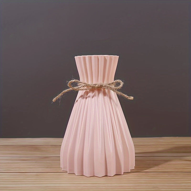 Plastic Vase with Jute Rope Accent for Artificial and Dried Flowers 7x17.5cm