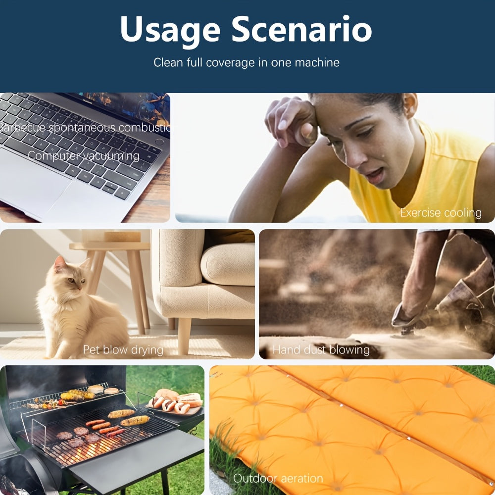 Portable High-Speed Turbo Fan USB Rechargeable with LED Display for Camping Outdoor