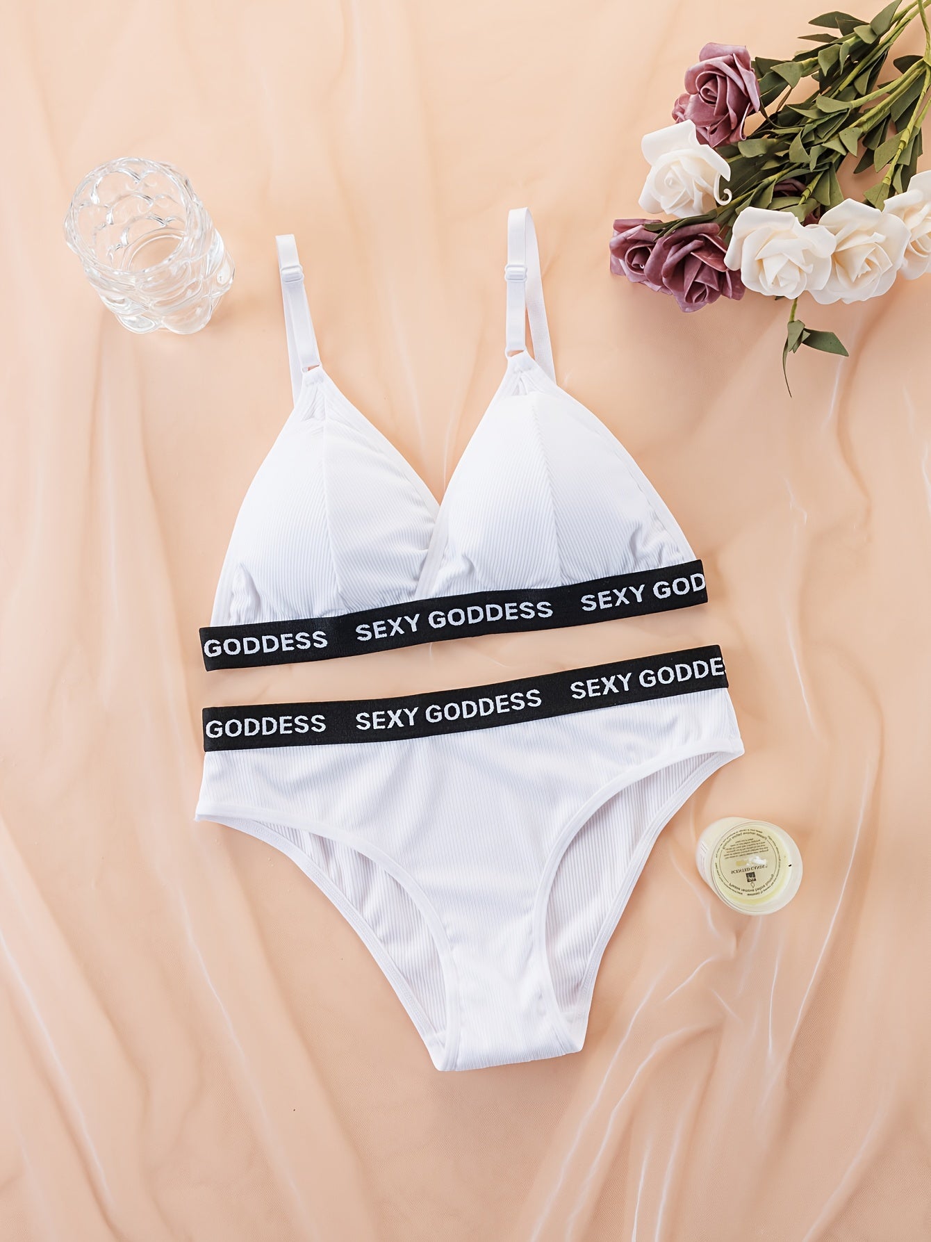 Women's Backless Lingerie Set with Removable Padding and High Support Briefs in Solid Colors