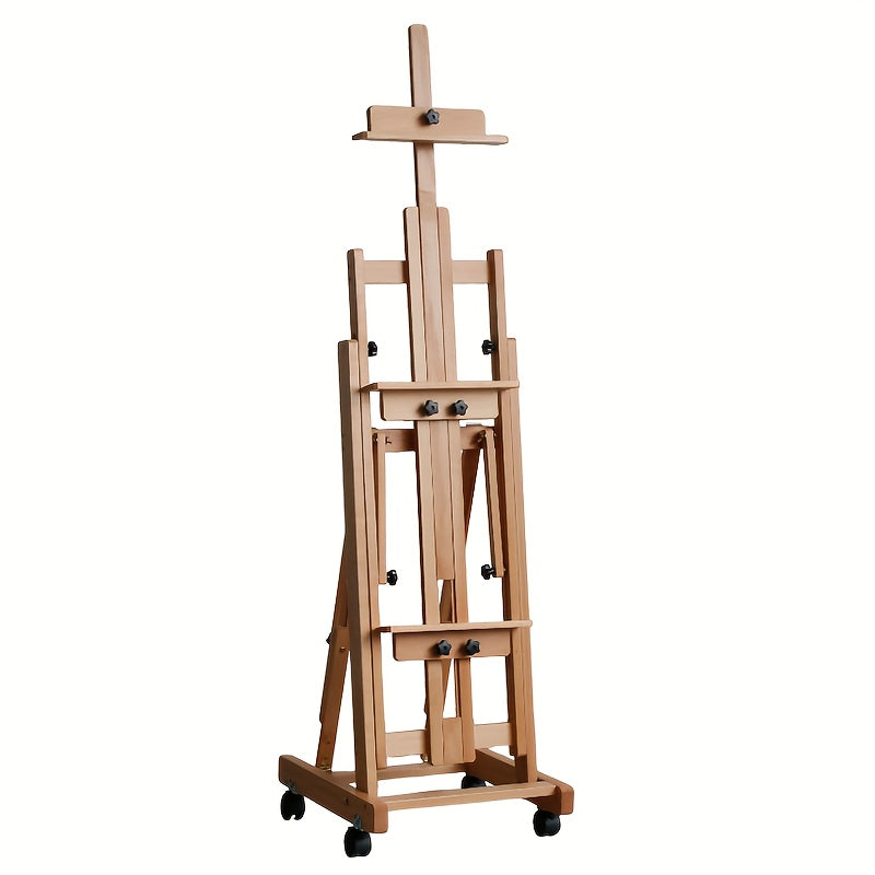 Portable Wooden Easel for Artists Adjustable Height and Angle Khaki