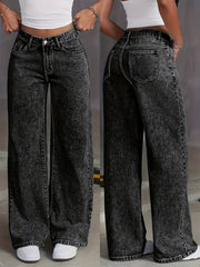 Women's Plus Size High-Waisted Straight-Leg Jeans Stretch Denim Snow-Wash