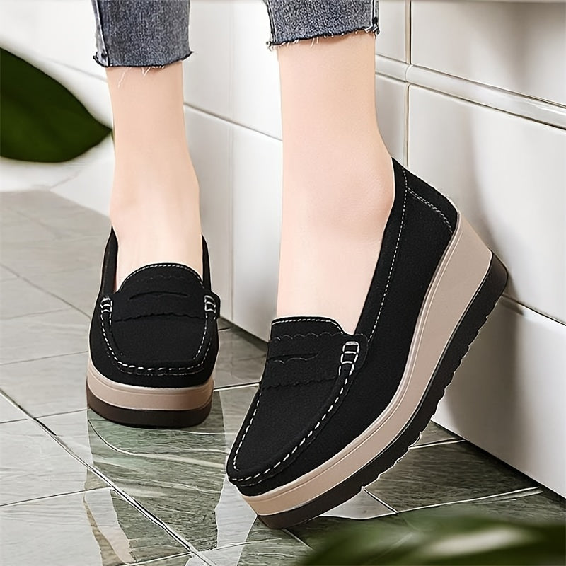 Women's Wedge Loafers Casual Slip-On Platform Shoes Comfortable