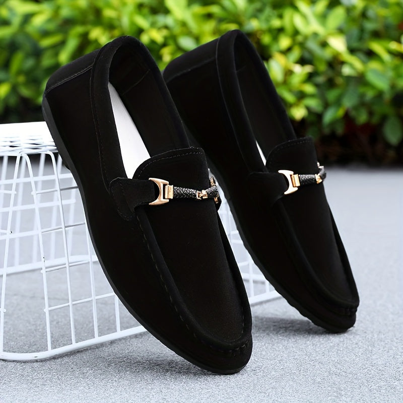 Men's Casual Loafer Shoes Slip-On Sneakers Solid Color Round Toe All-Season Comfort