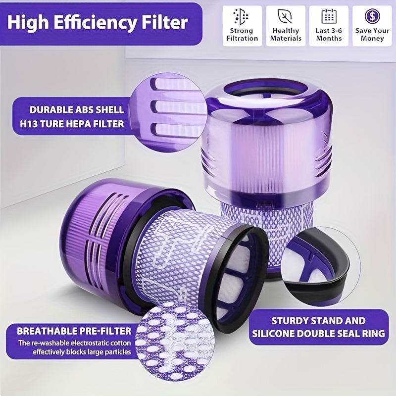 Set of 3 Purple Vacuum Filters for V11 V15 Models with Cleaning Brush