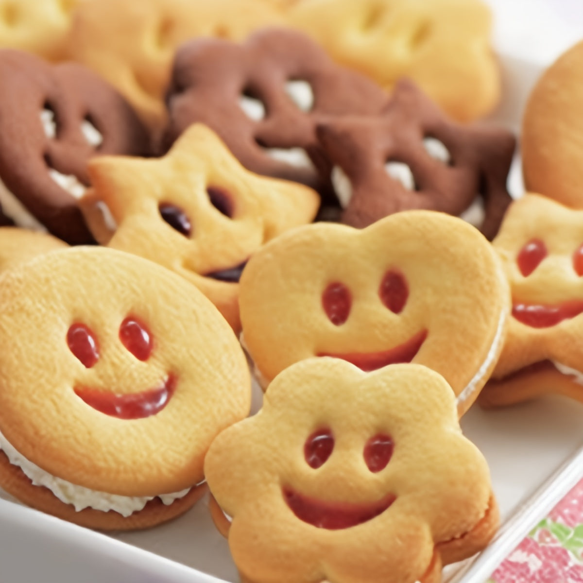 Set of 4 Stainless Steel Cookie Cutters Happy Face and Holiday Shapes for Baking