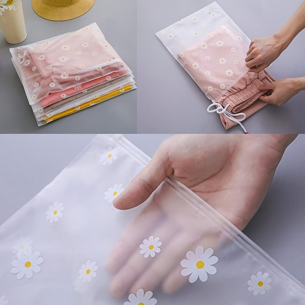 Frosted PE Storage Bags Set of 10 for Clothes Gifts Travel Home Organization