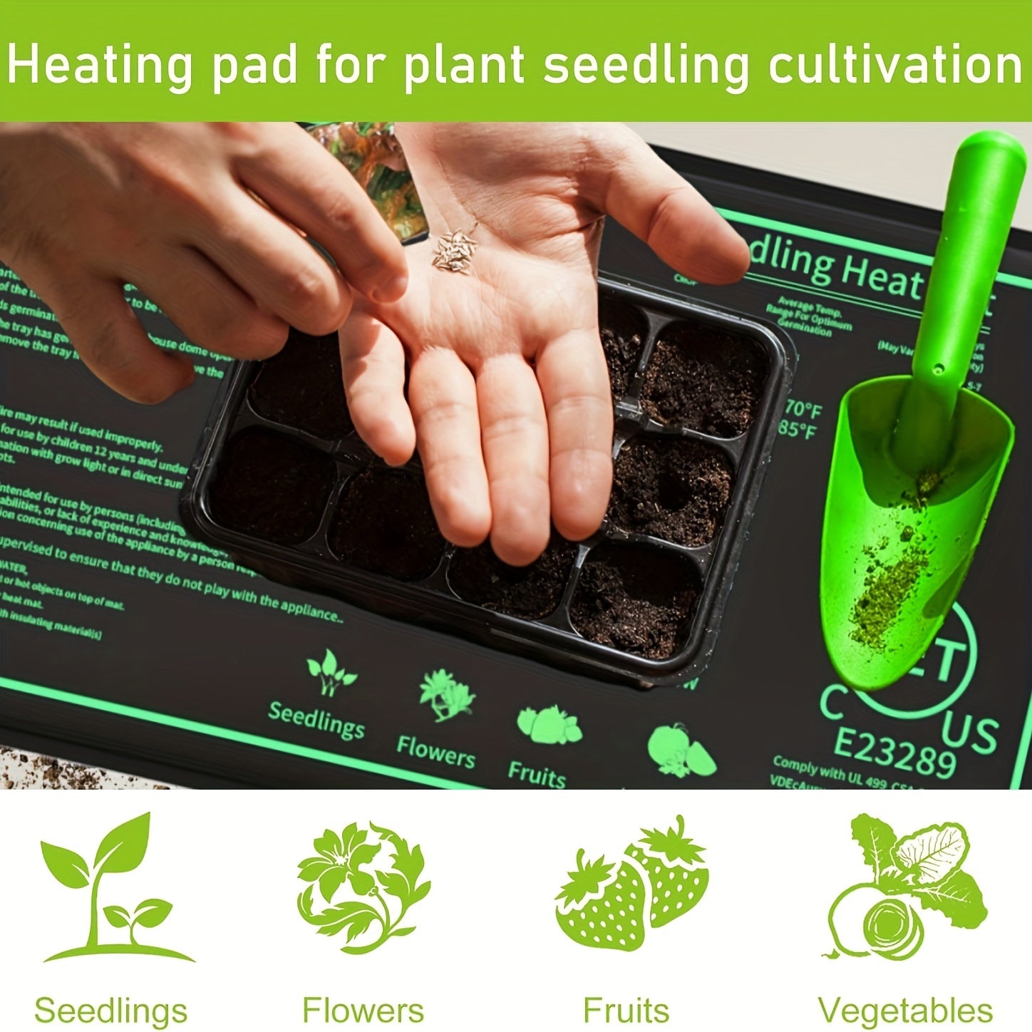 Alfombra de calor para plántulas negra para jardinería interior, invernadero, hábitat de reptiles, 220V enchufe europeo