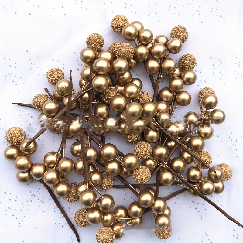 Christmas Berry Garland with Gold and Silver Plastic Berries for Festive Decor