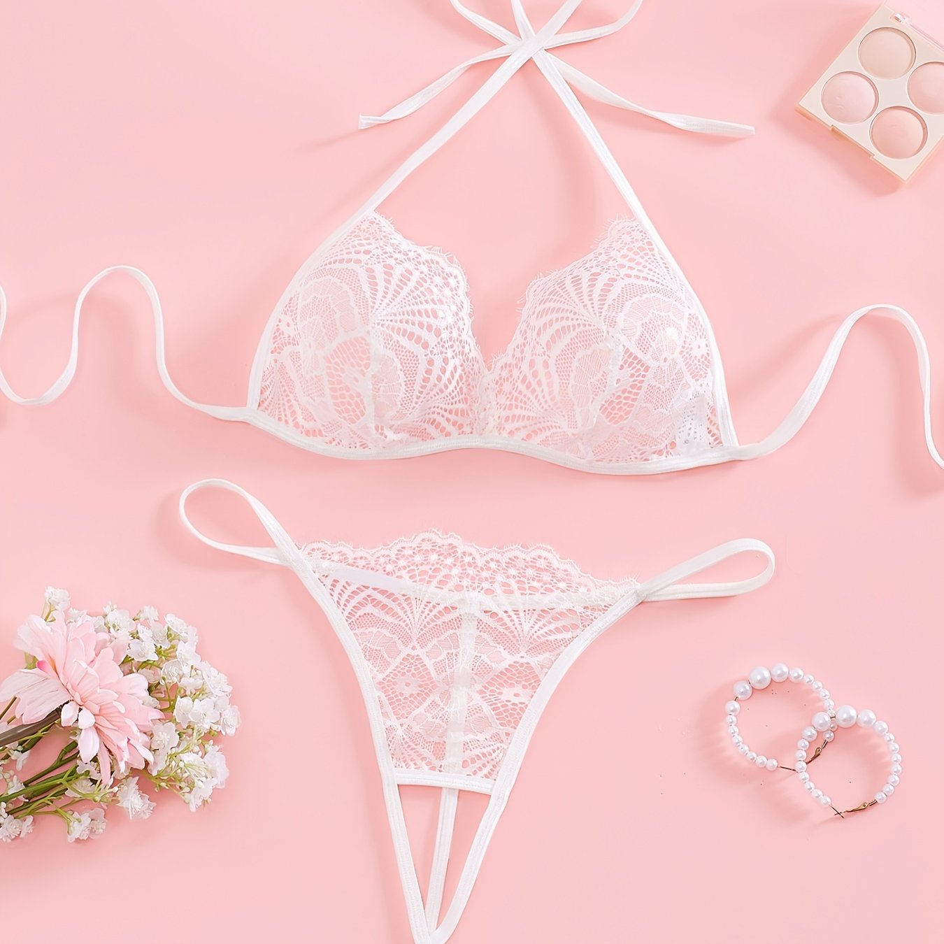 Women's Seductive Lace Lingerie Set with Adjustable Straps