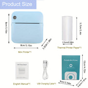 Impresora portátil térmica inalámbrica de bolsillo con 3 rollos de papel térmico, de color y de etiquetas