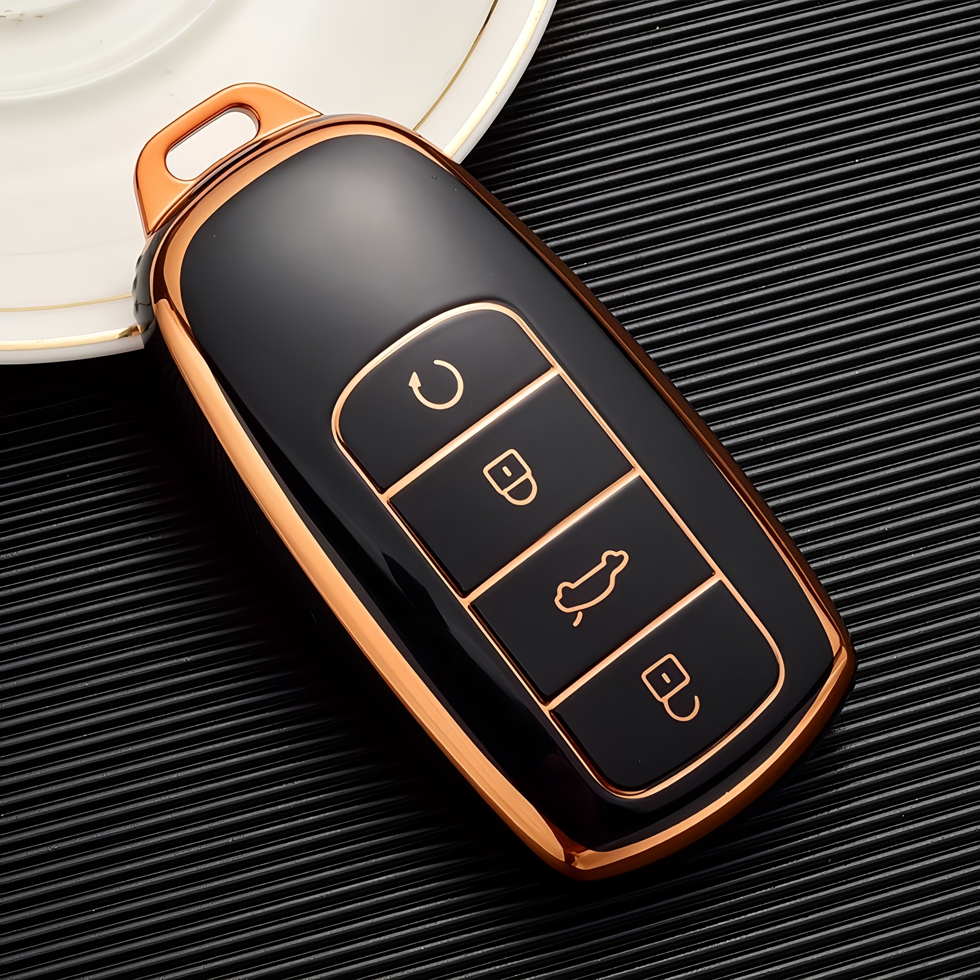 Car Key Case TPU Remote Cover for 4-Button Keyless Entry Durable Black