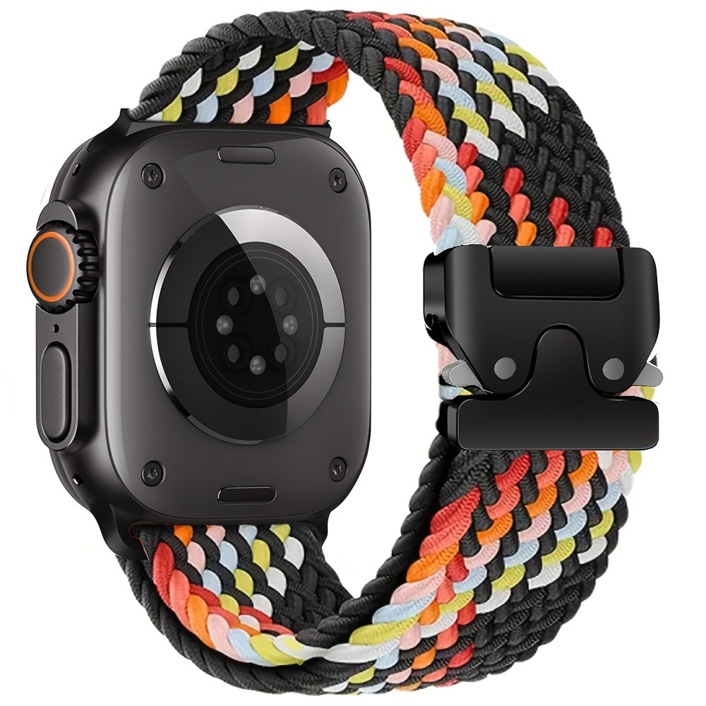 Nylon Braided Sport Wristband for Apple Watch Adjustable Parachute Buckle Compatible with Series 1-10 SE Ultra
