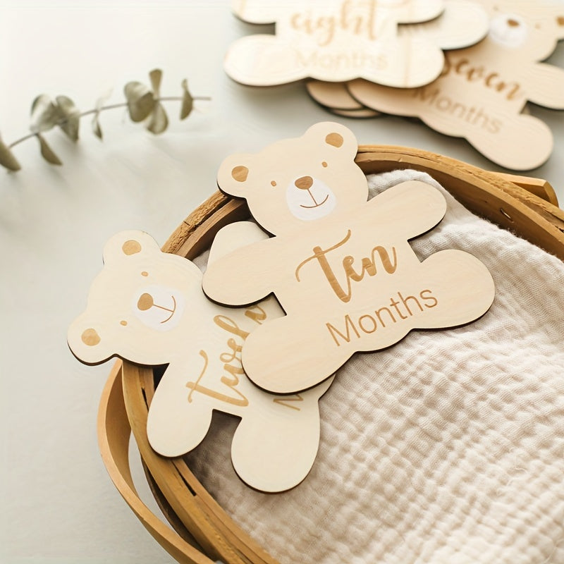 Деревянные буквы для дня рождения, карточки для этапов роста, милые акценты с медвежонком, деревянные карточки для этапов, очаровательные фотопропсы, празднование первого дня рождения малыша.