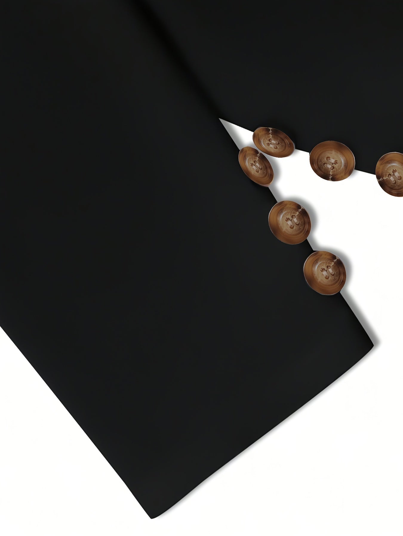 Ayollar uchun Elegant Plus Size Polyester Blazer - Yengil yaka, Bir rangli, Cho'zilmaydigan mato, To'qilgan, Bahor/Kuz modasi, Oddiy moslashuv bilan soxta tugmalar - 1 dona