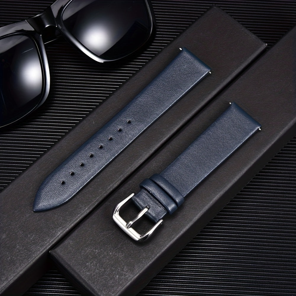 "Yupqa tovuq terisi haqiqiy charm soat tasmasi 16mm, 18mm, 20mm va 22mm o'lchamlarida mavjud. Ushbu yuqori sifatli soat aksessuari erkaklar va ayollar uchun mos bo'lib, Qirol kuni uchun mukammal sovg'a hisoblanadi."