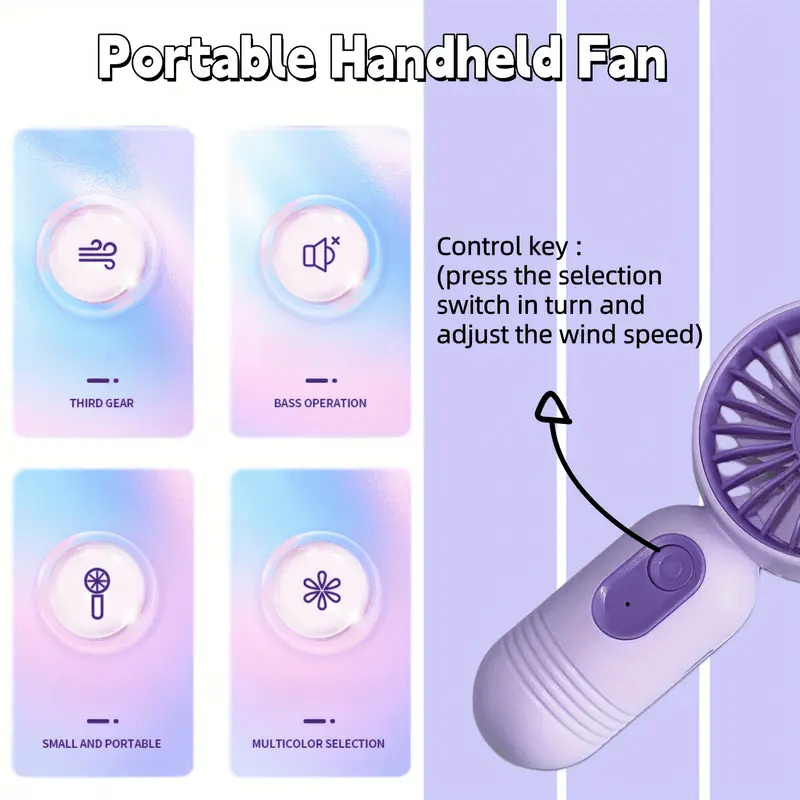 Mini Fan with Adjustable Neck Strap USB Rechargeable 3 Speeds Portable Personal Cooling Device