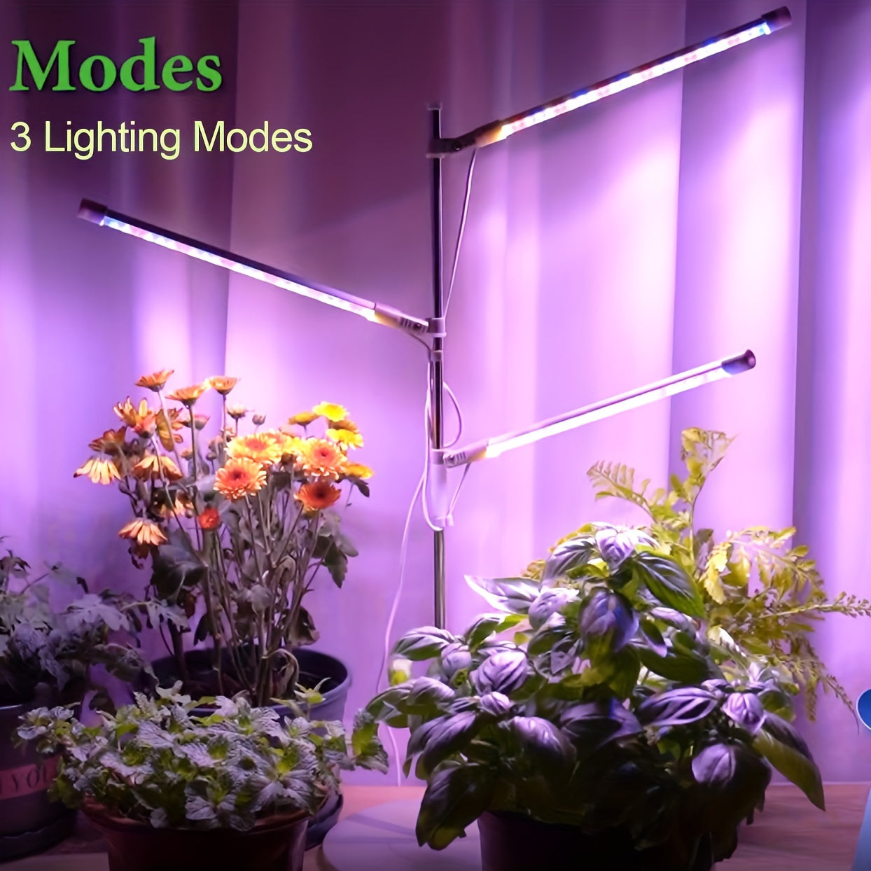 Indoor Plant LED Grow Light with 3 Heads USB Powered Adjustable Gooseneck 3 Lighting Modes