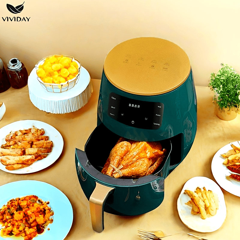 Freidora de aire eléctrica de gran capacidad de 4.5L, 1400W, enchufe estándar europeo para hornear en casa