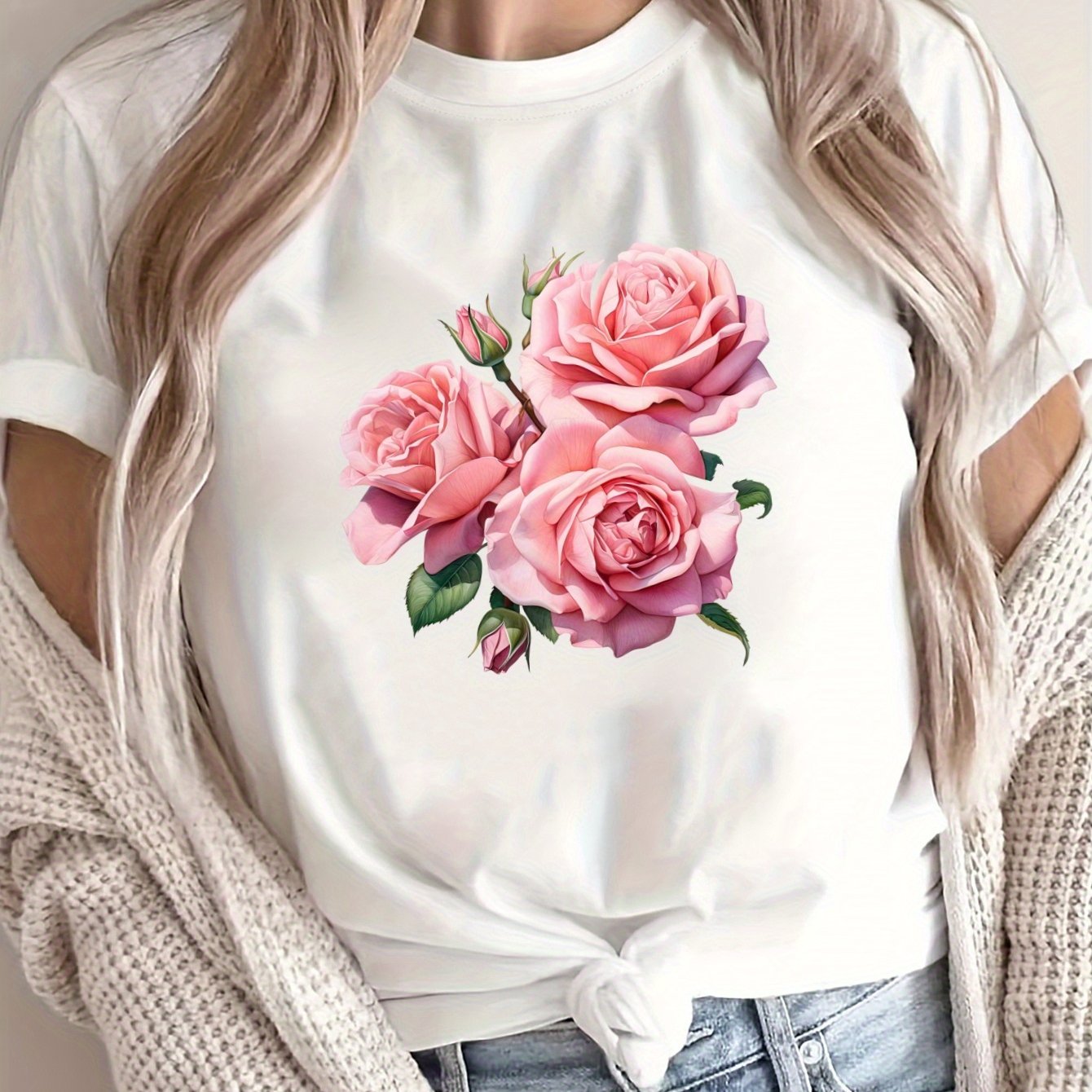 Women's Loose Large Size T-Shirt Summer Casual Short Sleeve Breathable Fabric