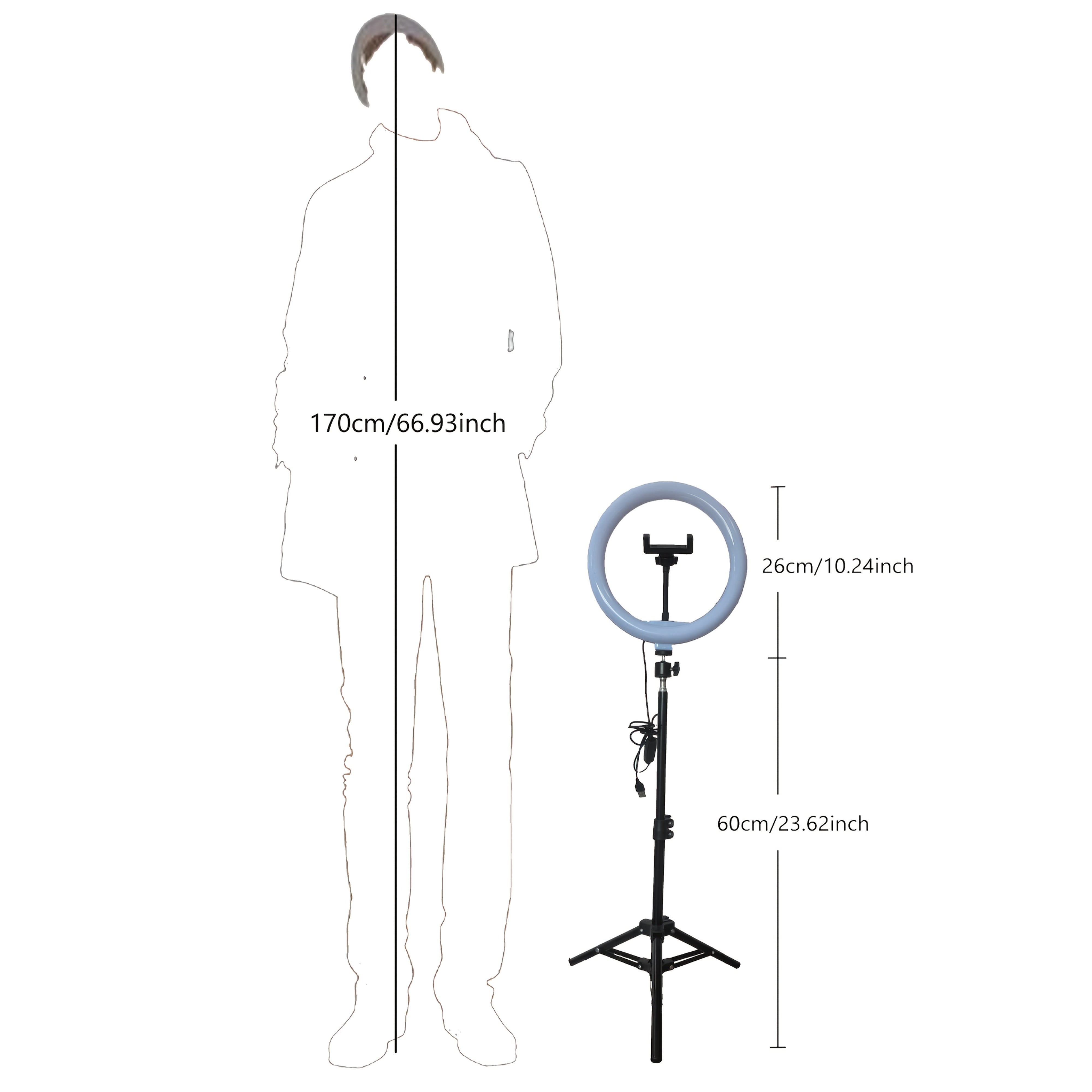 10 Inch LED Ring Light Kit with Tripod Stand for Selfies Live Streaming Photography and Makeup