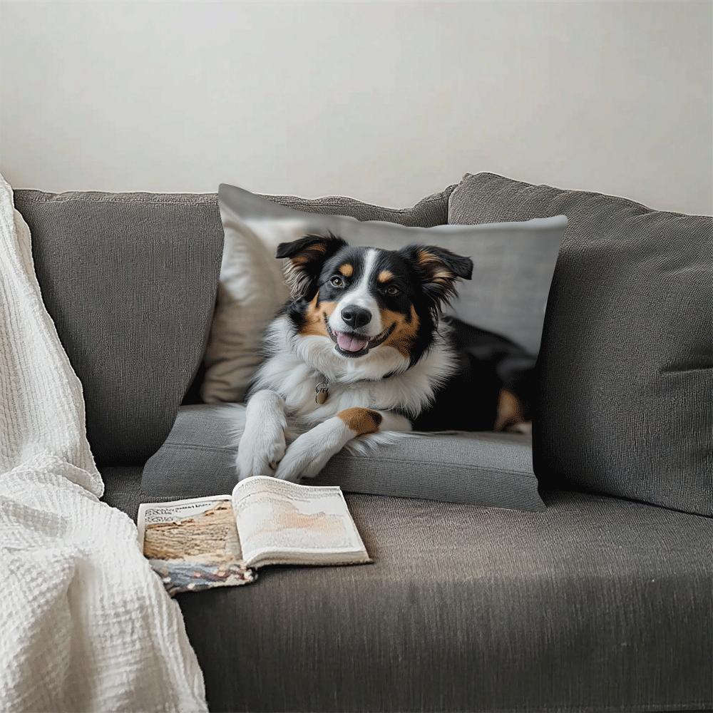 Australian Shepherd Throw Pillow Cover Square Cushion Case Removable Washable 45cm