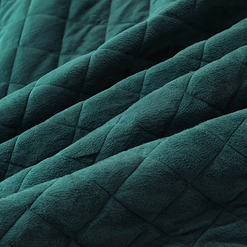 Solid Color Bed Skirt and Pillowcase Set with Lace Detail Quilted Ruffled Design