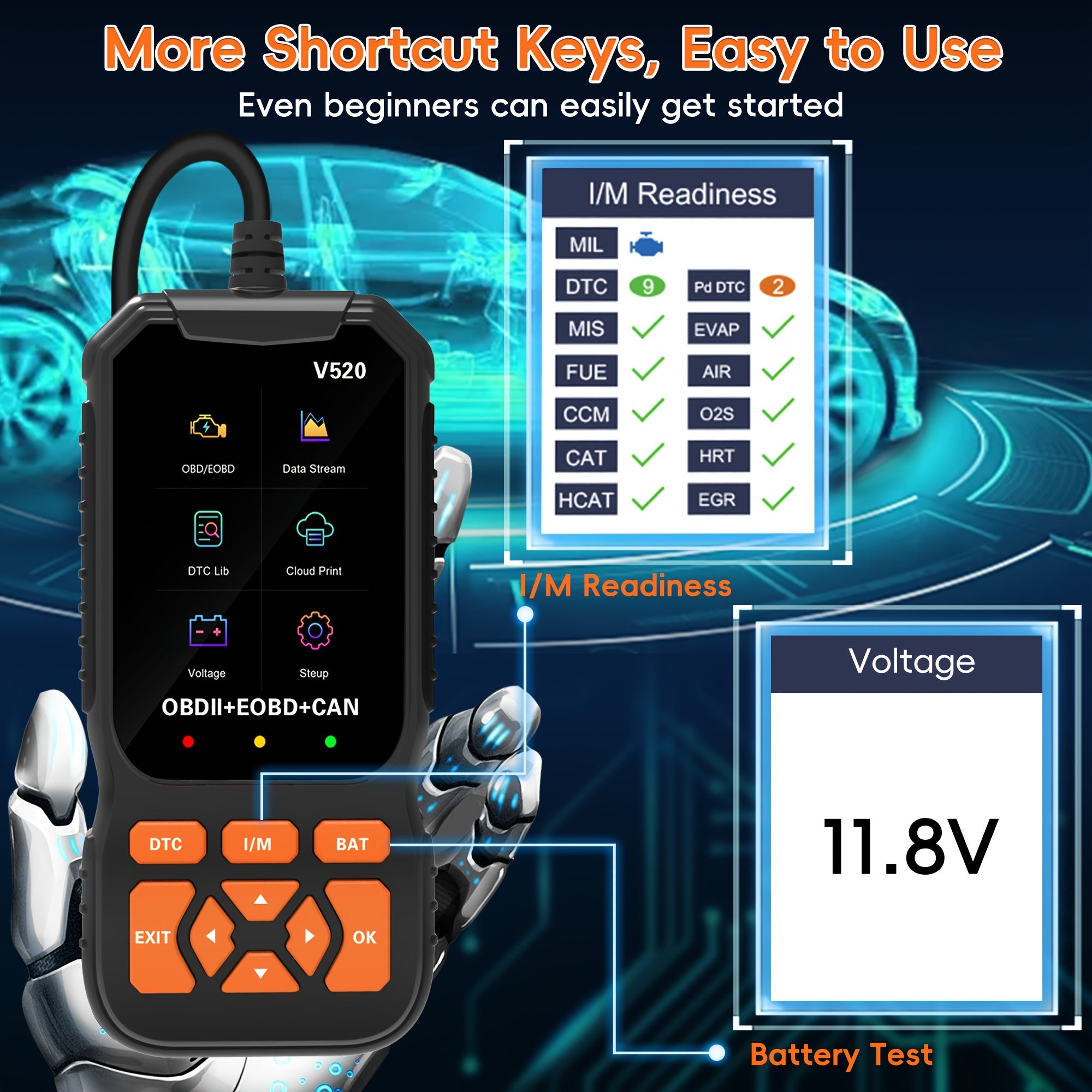 Herramienta de diagnóstico OBD2, lector de códigos para coche, revisión del motor, restablecimiento de la luz de advertencia