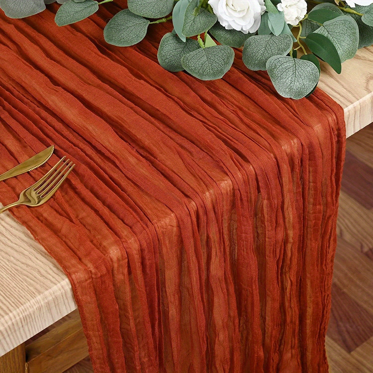 Wrinkled Cheesecloth Table Runner Bohemian Chic Wedding Party Decor