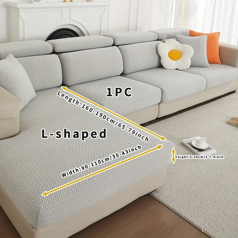 Серый флисовый чехол для дивана, подходящий для всех сезонов, эластичный и защитный для домашнего использования.