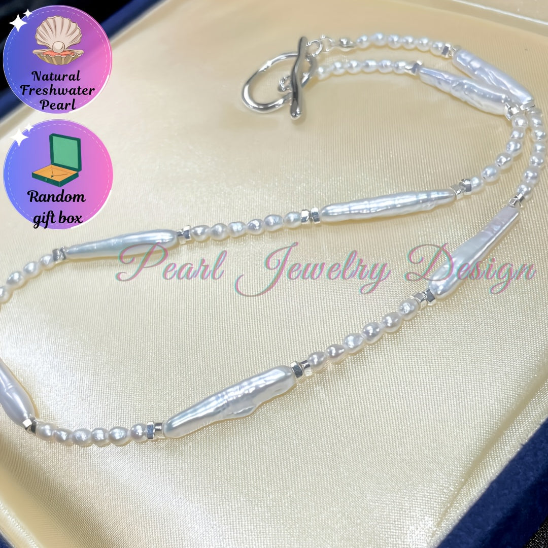 Серебряное ожерелье с барочной пресноводной жемчужиной в японском корейском стиле, подарок