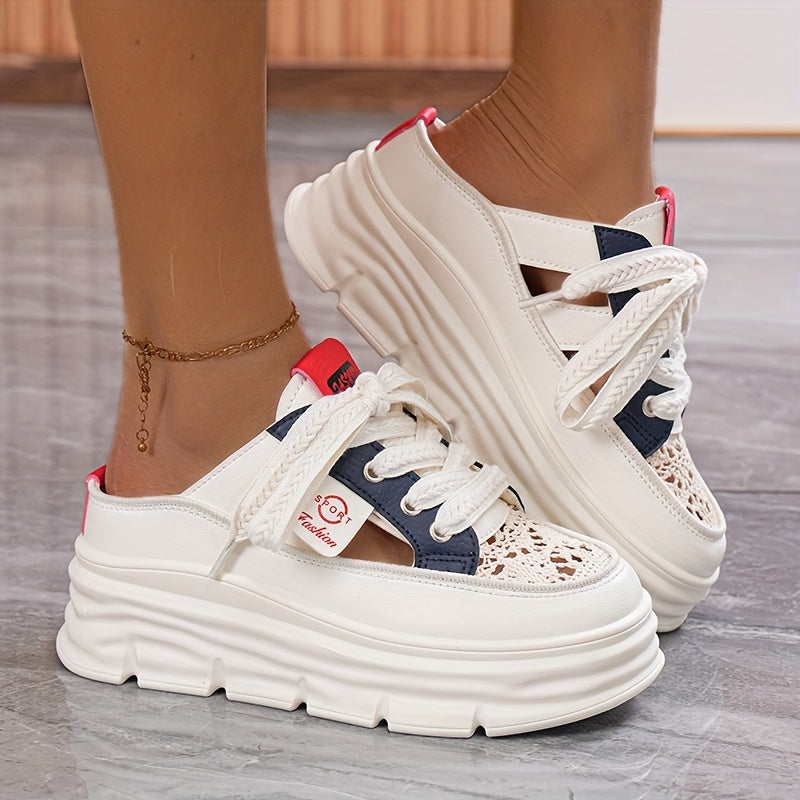 Women's Flat Sandals White Beige Hollow Out Breathable Casual Shoes