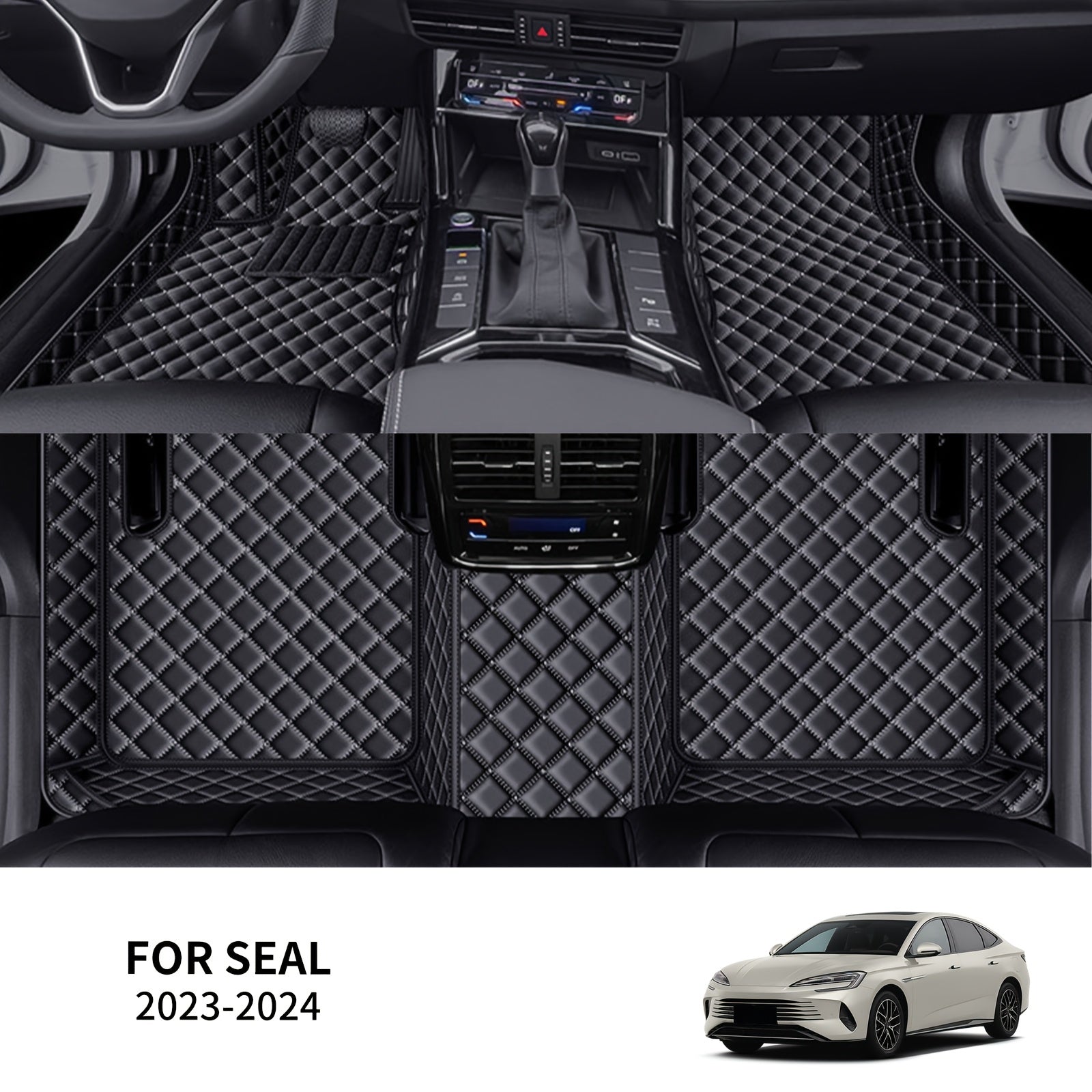 Universal Faux Leather Car Floor Mat Set for Hybrid Vehicles All-Weather Durable