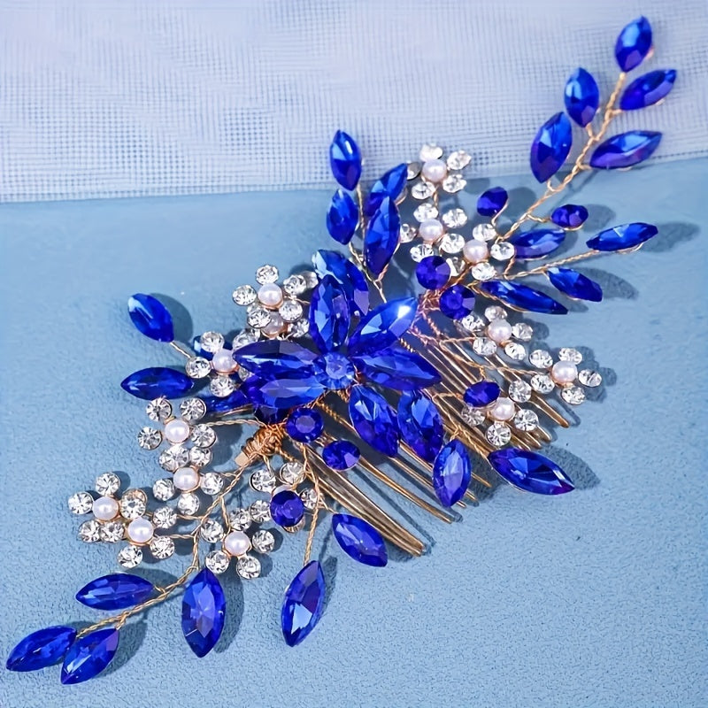 Golden Rhinestone Hair Accessory for Bridal Wedding Hairpiece