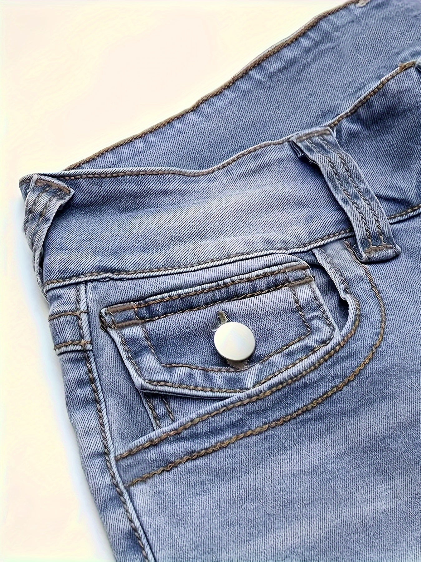 Women's Denim Jeans Washed Blue Plus Size Stretchy Casual Pants