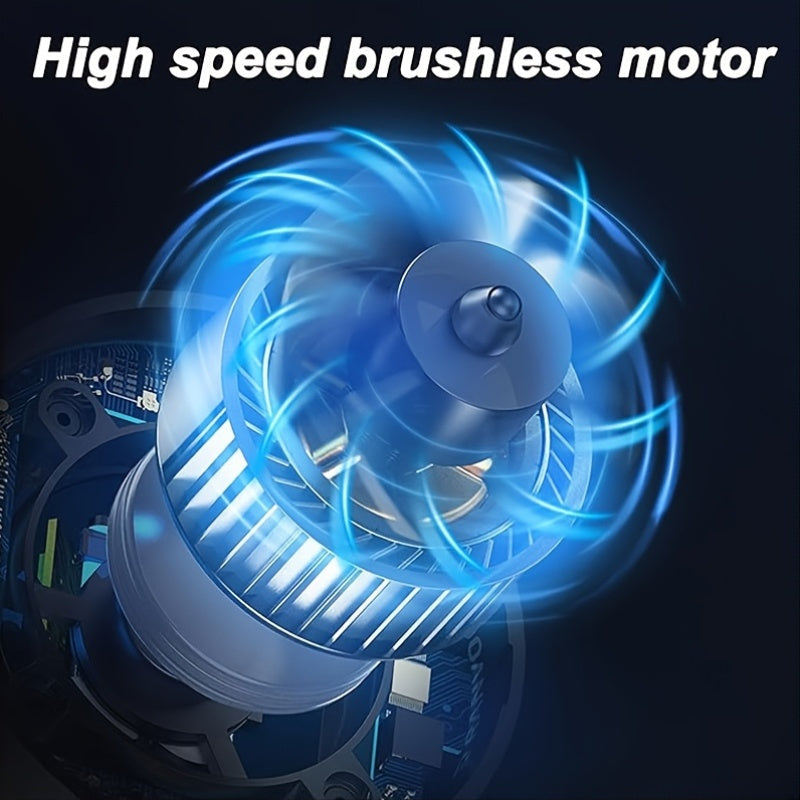 Portable Handheld Fan with Turbo Brushless Motor, 3 Speeds, 4000mAh Battery