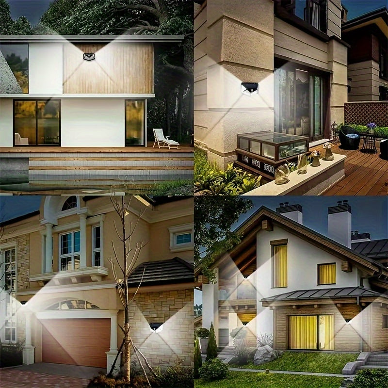 Solar Wall Light 100 LED Motion Sensor Outdoor Garden Patio Pathway 3 Modes