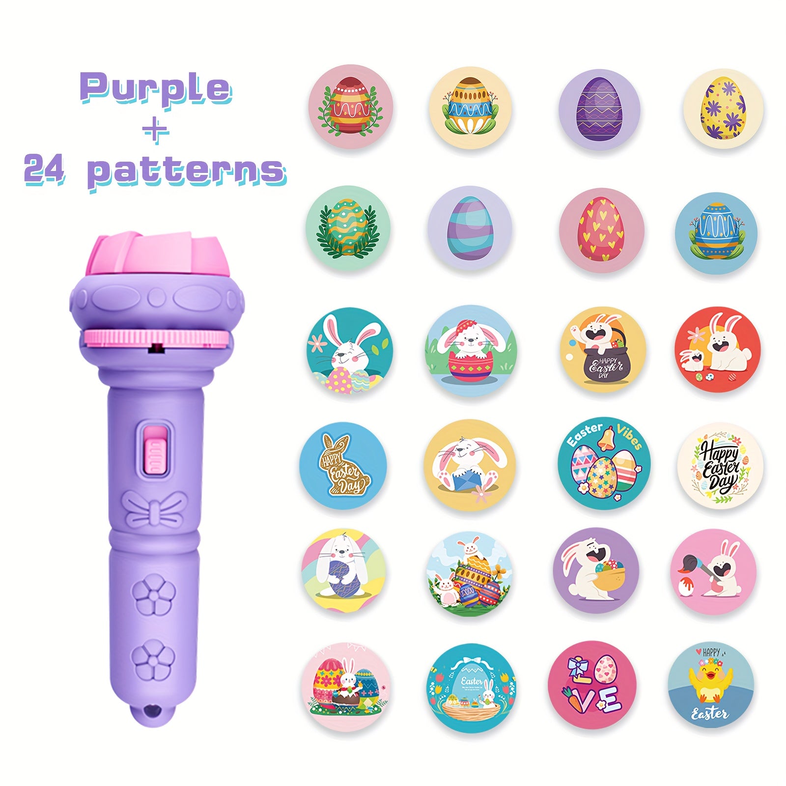 Easter Projection Flashlight Battery-Powered ABS Plastic Bunny Egg Pattern Purple Blue Decoration