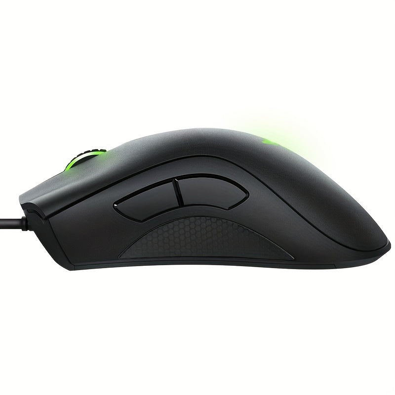 Wired Gaming Mouse Optical 6400 DPI Right-Hand Ergonomic Black Mouse with Side Keys