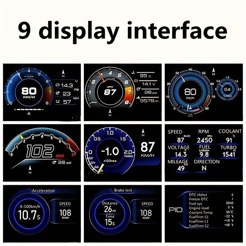 OBD2 Gauge Smart Speedometer with Ambient Light Adjustable Bracket and Trouble Code Display