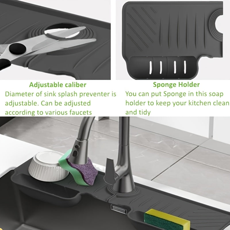 Silicone Kitchen Sink Splash Guard with Faucet Guard and Draining Mat